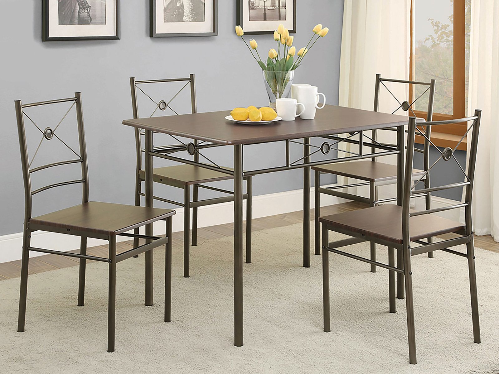 100033_01xHD.jpg Anna 5-piece Rectangular Dining Table Set Dark Bronze - Image 1