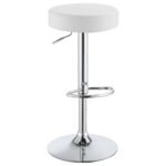 Ramses Adjustable Backless Bar Stool Chrome and White - Image 2