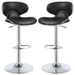 Edenton Upholstered Adjustable Bar Stool Black (Set of 2) - Image 2