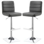 Bianca Upholstered Adjustable Bar Stool Grey (Set of 2) - Image 2