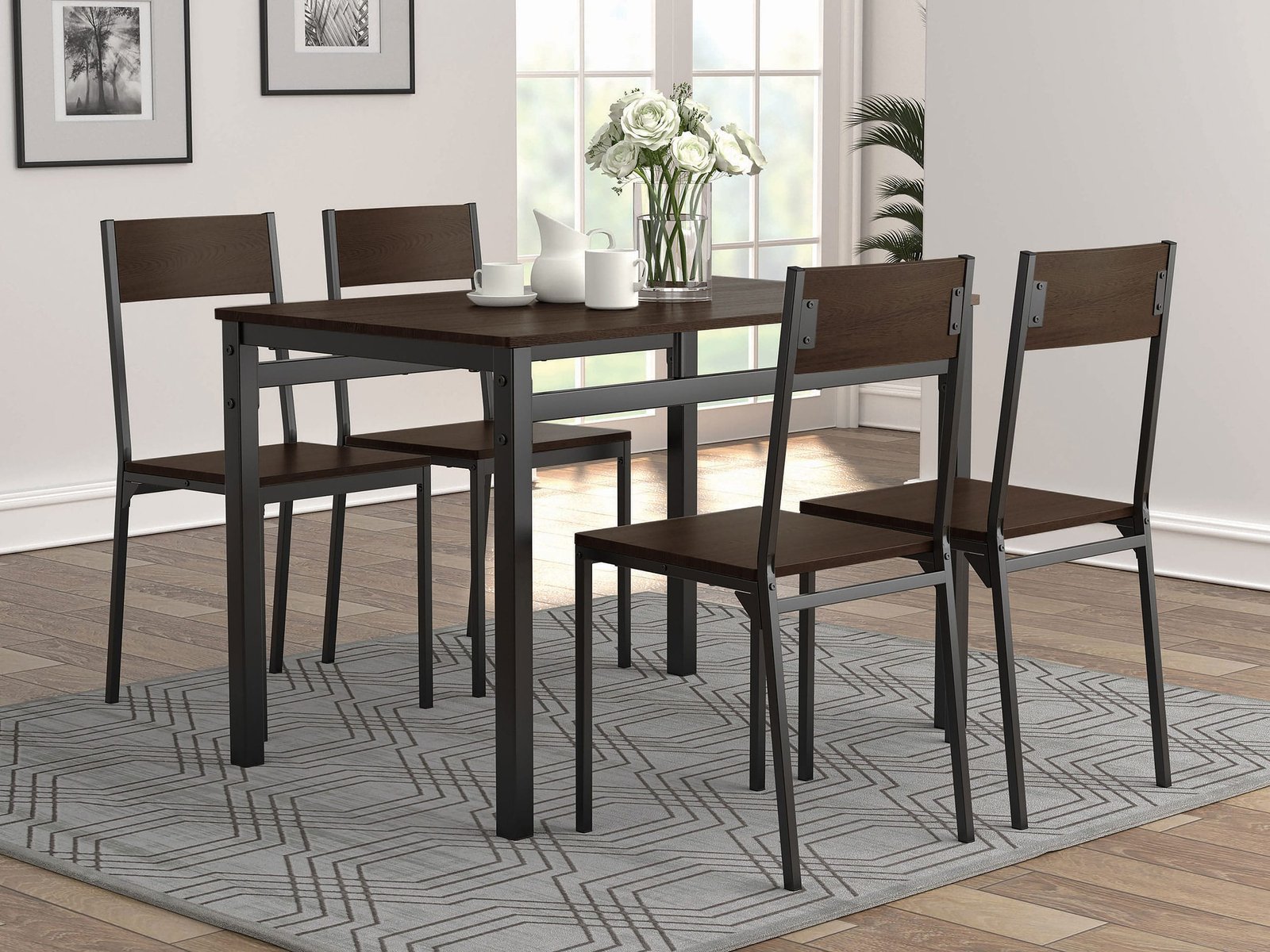 150505_01xHD.jpg Lana 5-piece Rectangular Dining Set Dark Brown and Black - Image 1