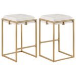 Nadia Upholstered Backless Counter Stool Beige (Set of 2) - Image 2