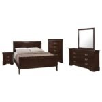 Louis Philippe Wooden Panel Bedroom Set color Black & Dark Brown - Image 12