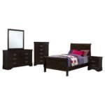 Louis Philippe Wooden Panel Bedroom Set color Black & Dark Brown - Image 17