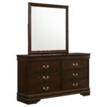 Louis Philippe 6-drawer Dresser with Mirror Dark Brown - Image 2