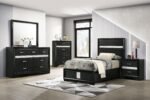 Miranda Wooden Storage Bedroom Set White and Black - Image 12