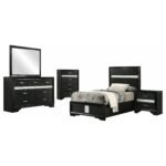 Miranda Wooden Storage Bedroom Set White and Black - Image 11