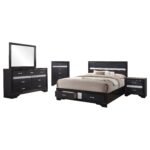 Miranda Wooden Storage Bedroom Set White and Black - Image 14