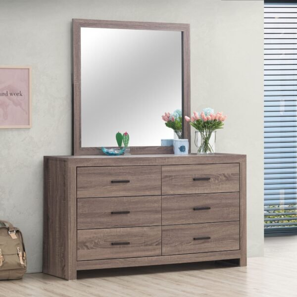 Brantford 6-drawer Dresser with Mirror Oak