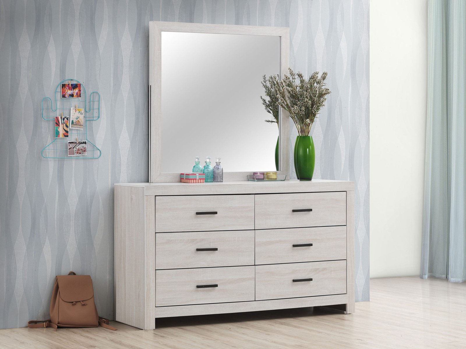 207053M_01xHD.jpg Brantford 6-drawer Dresser with Mirror White - Image 1
