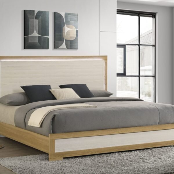 Hyland Panel Bed LED Headboard Natural