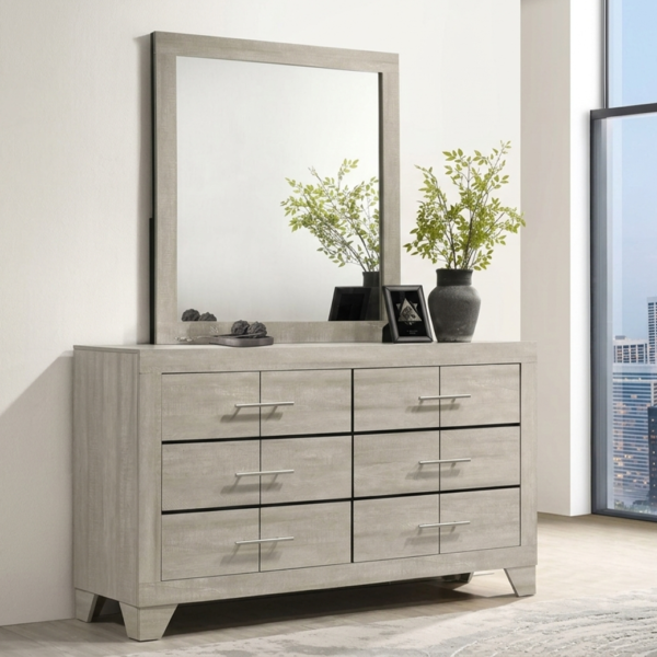 Trenton 6-drawer Bedroom Dresser With Mirror Rustic Cream