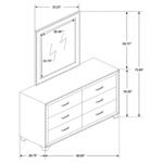 Melody 6-drawer Upholstered Dresser with Mirror Grey - Image 3
