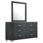 Melody 6-drawer Upholstered Dresser with Mirror Grey - Image 2