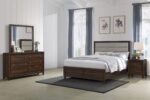 Welsley Wooden Bedroom Set Upholstered Dark Brown