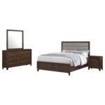 Welsley Wooden Bedroom Set Upholstered Dark Brown - Image 3