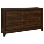 Welsley Wooden Bedroom Set Upholstered Dark Brown - Image 7