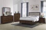 Welsley Wooden Bedroom Set Upholstered Dark Brown - Image 2