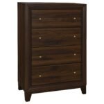 Welsley Wooden Bedroom Set Upholstered Dark Brown - Image 9