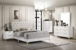 Kendall Upholstered Bedroom Set White and Black - Image 4