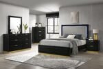 Caraway LED Headboard Bedroom Set Black & White - Image 3