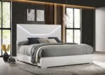 IvesPanel Bed LED Headboard White & Grey High Gloss - Image 3