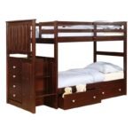 Mission Stairway Twin Over Twin Bunkbed Dual Underbed Drawers Dark brown - Image 2