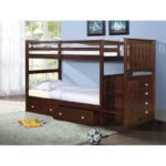 Mission Stairway Twin Over Twin Bunkbed Dual Underbed Drawers Dark brown - Image 3