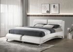 Jeremaine Upholstered Sleigh Bed White & Black