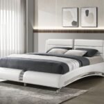 Jeremaine Upholstered Sleigh Bed White & Black