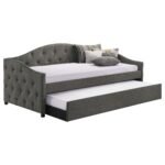 Sadie Upholstered Twin Daybed with Trundle Grey - Image 3