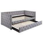 Mockern Upholstered Twin Daybed with Trundle Grey - Image 2