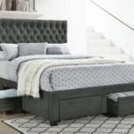 Soledad Upholstered Storage Panel Bed Grey & Light Grey