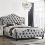 Bella Upholstered Panel Bed Grey - Image 5