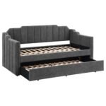 Kingston Upholstered Twin Daybed with Trundle Charcoal - Image 2