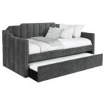 Kingston Upholstered Twin Daybed with Trundle Charcoal - Image 3