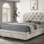Marianna 4-drawer Upholstered Storage Bed Cream