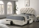 Marianna 4-drawer Upholstered Storage Bed Cream - Image 5