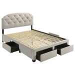 Marianna 4-drawer Upholstered Storage Bed Cream - Image 2
