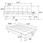 Scout Upholstered Tufted Convertible Sofa Bed Grey - Image 5