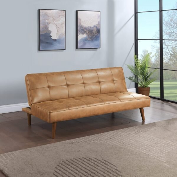 Jenson Upholstered Tufted Convertible Sofa Bed Saddle Brown