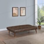 Jenson Upholstered Tufted Convertible Sofa Bed Dark Brown - Image 2