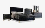 Gatsby Upholstered Bedroom Set Blue & Gold - Image 2
