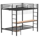 Campus Metal Full Over Twin Workstation Bunk Bed Matte Black - Image 6