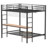 Campus Metal Full Over Twin Workstation Bunk Bed Matte Black - Image 5
