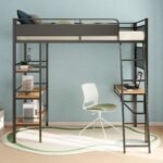 Campus 3-shelf Metal Twin Workstation Loft Bed Matte Black - Image 2