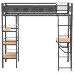 Campus 3-shelf Metal Twin Workstation Loft Bed Matte Black - Image 3