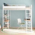 Campus 3-shelf Metal Twin Workstation Loft Bed Matte White - Image 2