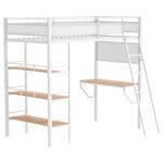 Campus 3-shelf Metal Twin Workstation Loft Bed Matte White - Image 5