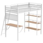 Campus 3-shelf Metal Twin Workstation Loft Bed Matte White - Image 3